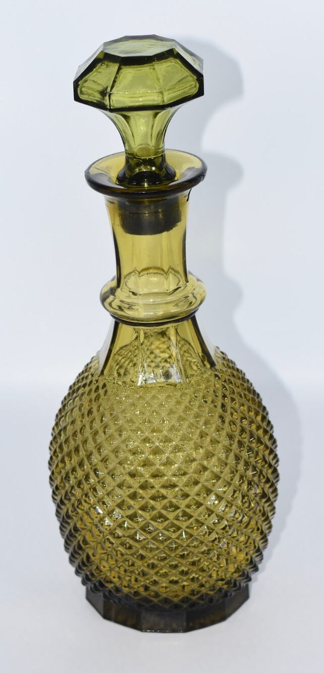 Empoli Pineapple Genie Bottles Vintage Italian Glass Decorative Decanter